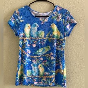 Watercolor Style Parrot Tee Ellen Negley Size Small